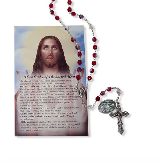 SACRED HEART OF JESUS CHAPLET with Immaculate Heart of Mary Medal and Instruction Card